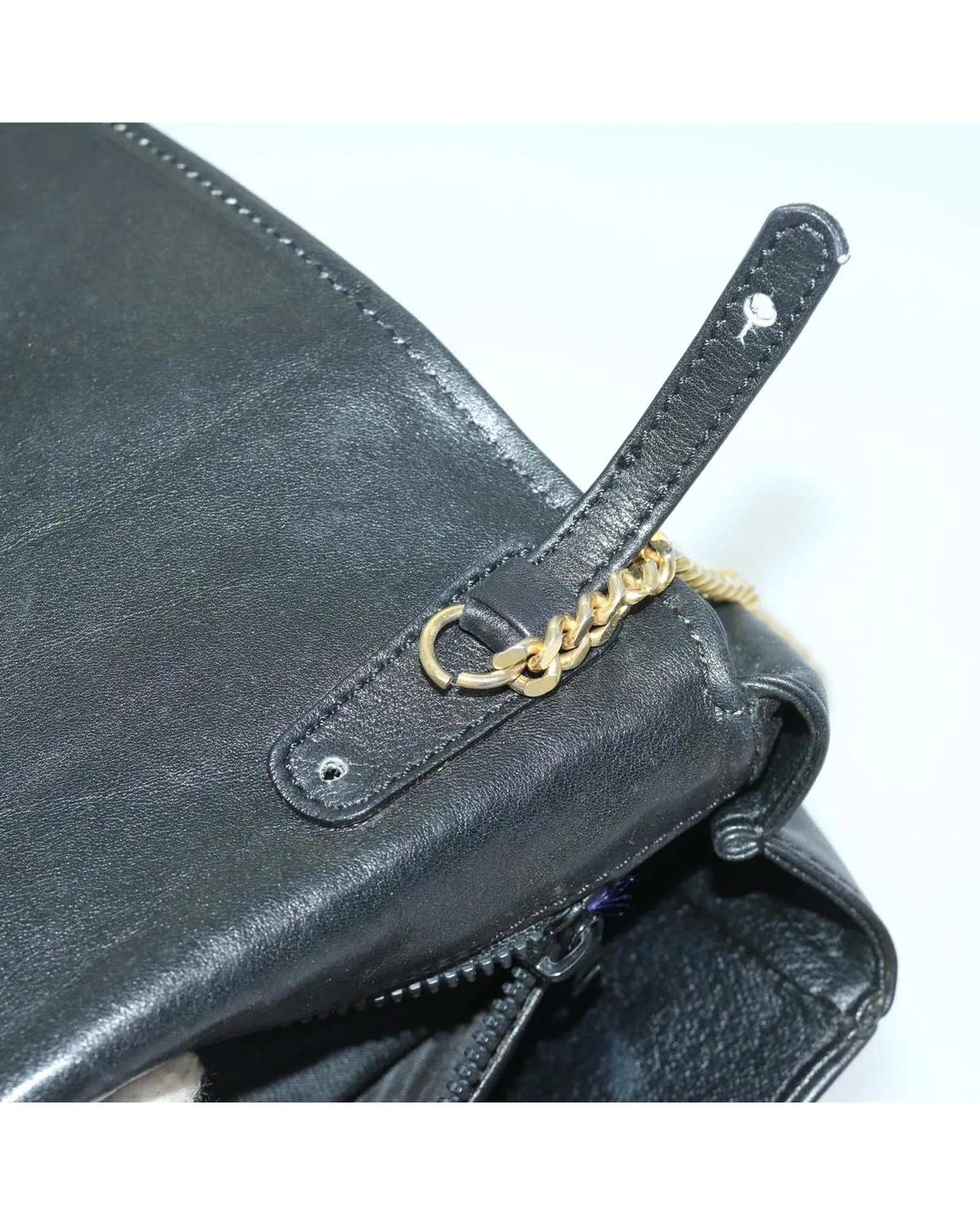 Leather Chain Shoulder Bag - Authentic