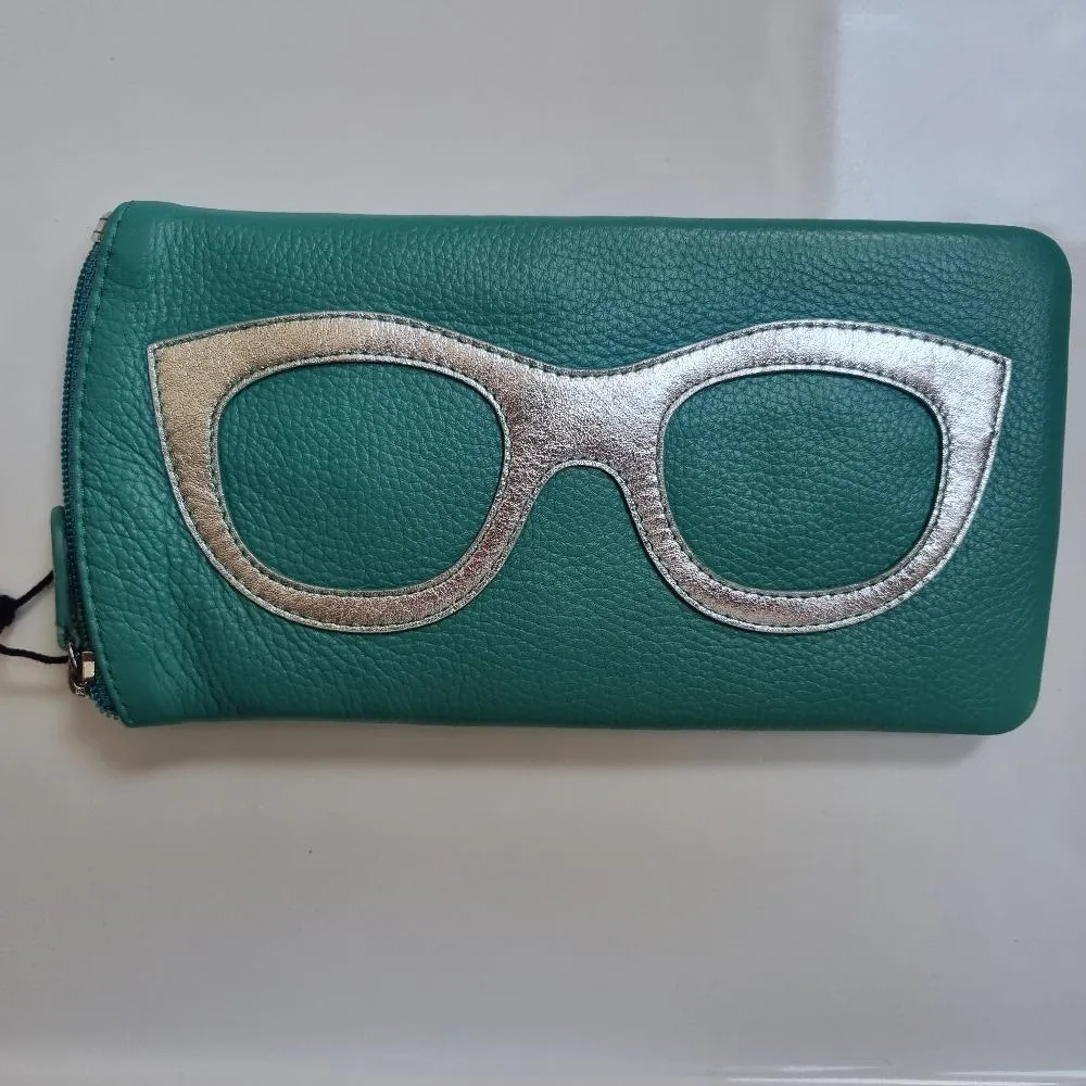 Leather Eyeglass Case with Glass Frame Print