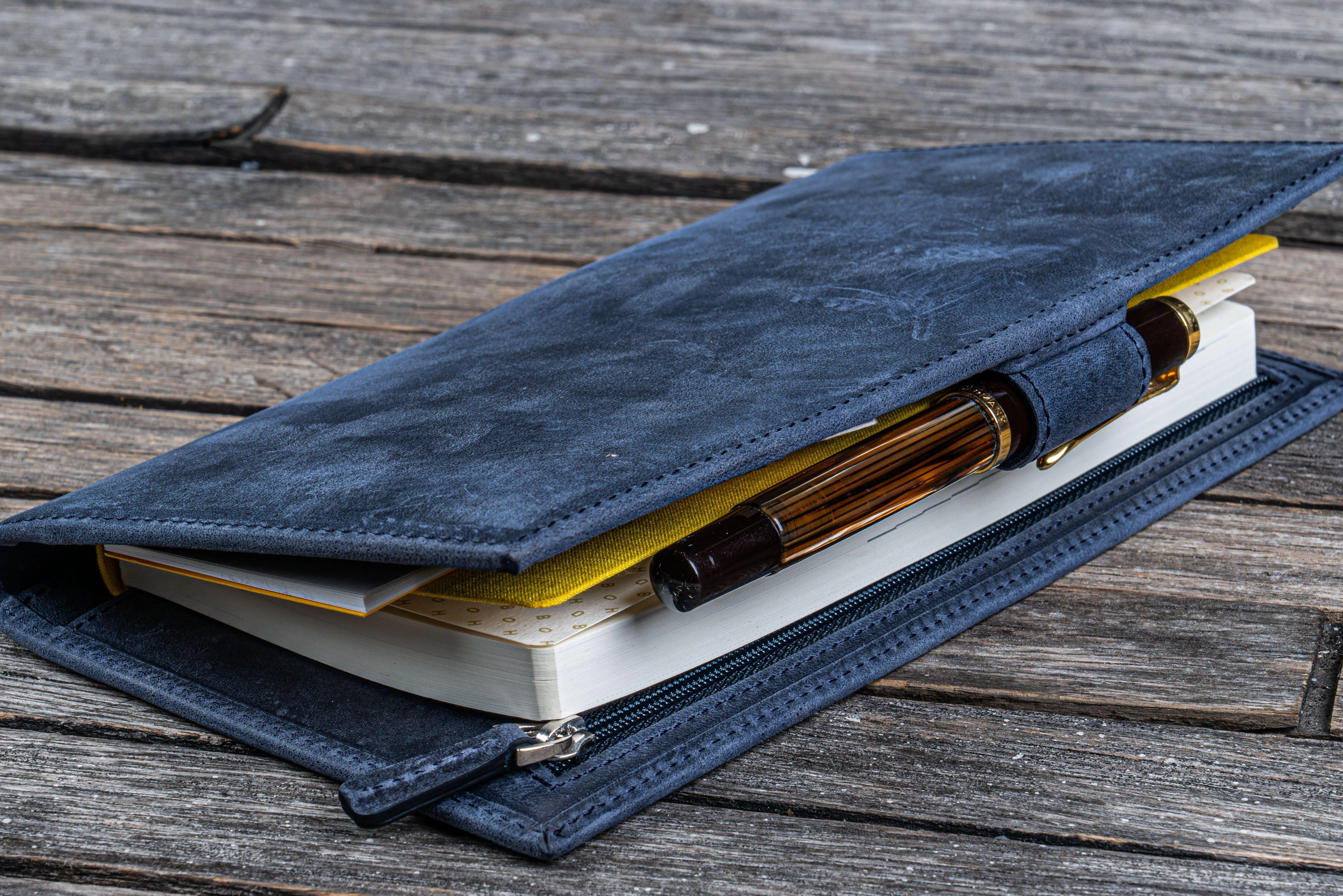 Leather Hobonichi Weeks Mega Cover - Crazy Horse Navy Blue