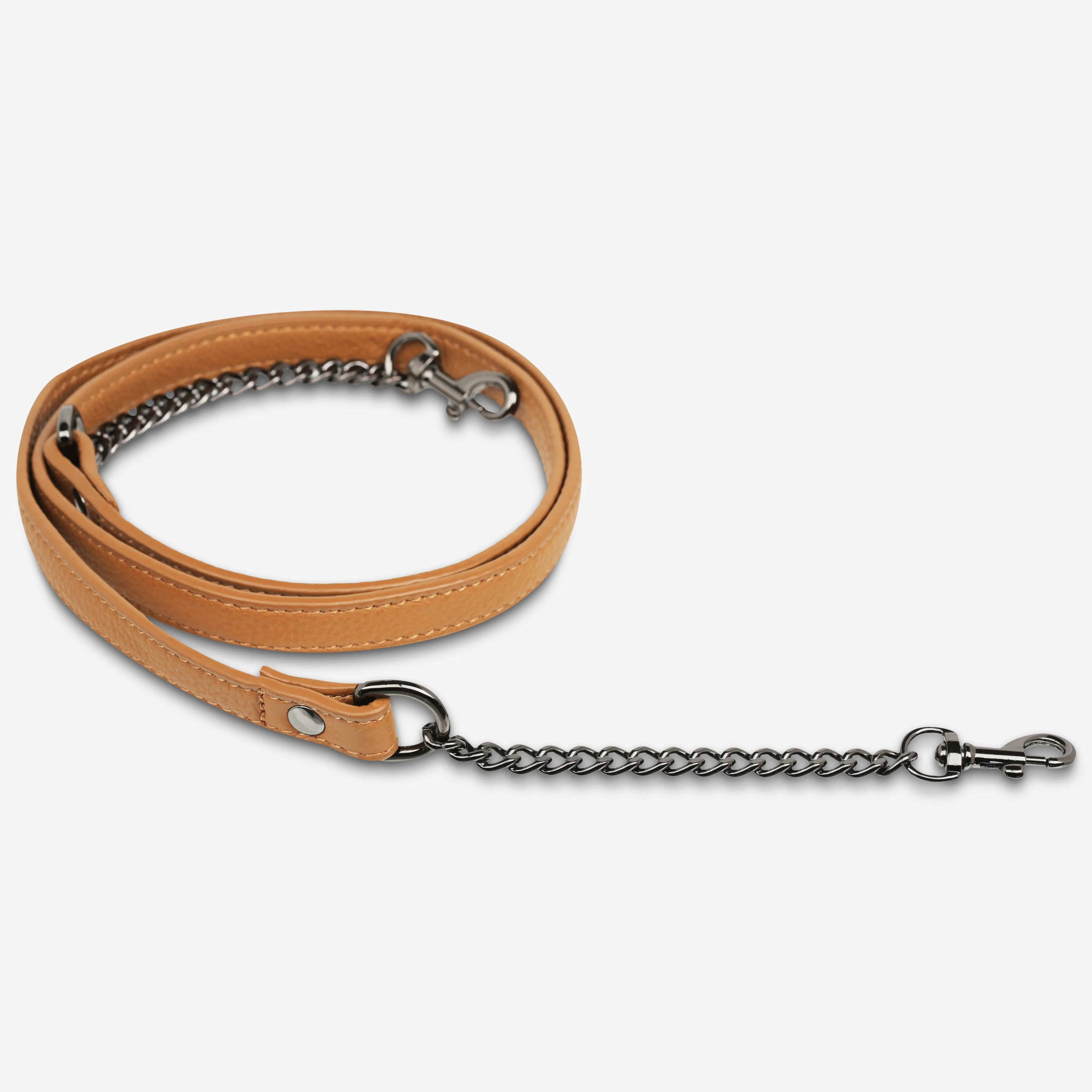 Leather Strap With Chain - Tan