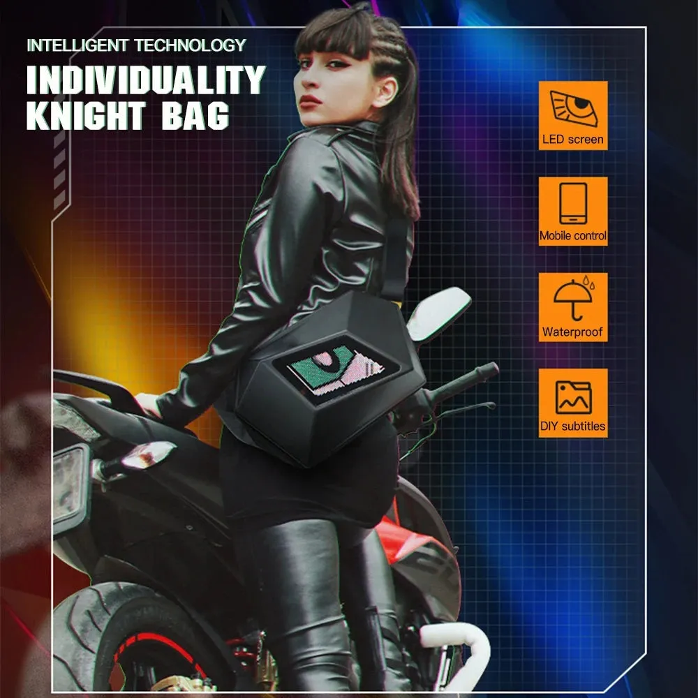 LED Knight Pack Motorcycle Riding Luminous Single Shoulder Crossbody Hardshell Bag