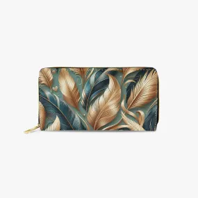 Long Type Zipper Purse - Feathers