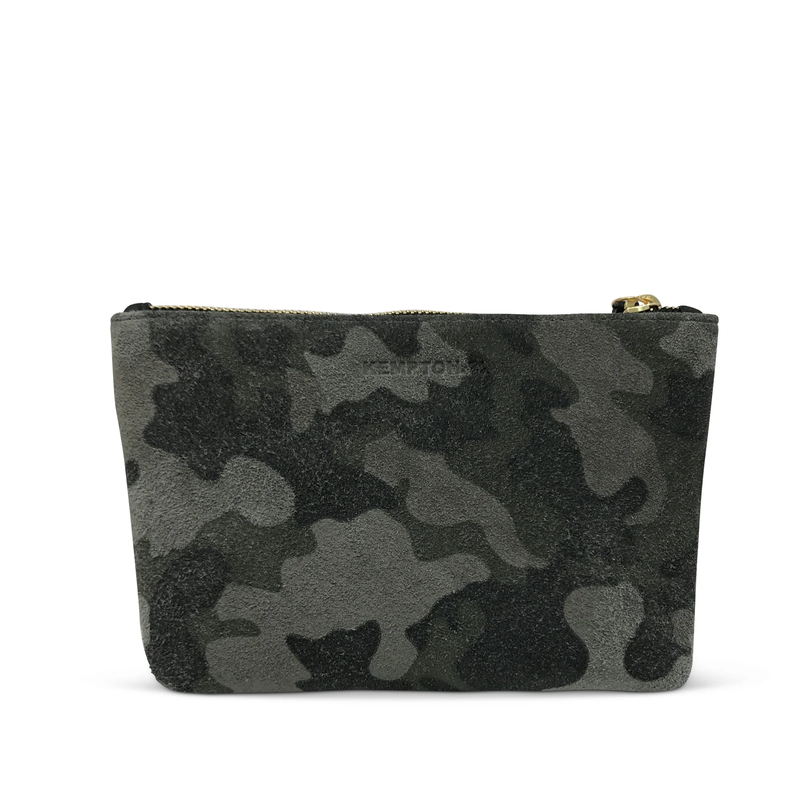 Marlborough Cosmetic Case - Grey Shearling and Camo Suede