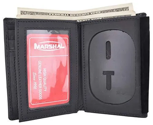 Marshal Genuine Cowhide Leather Badge RFID Wallet for Firefighters, Police etc. RFID2539TABK