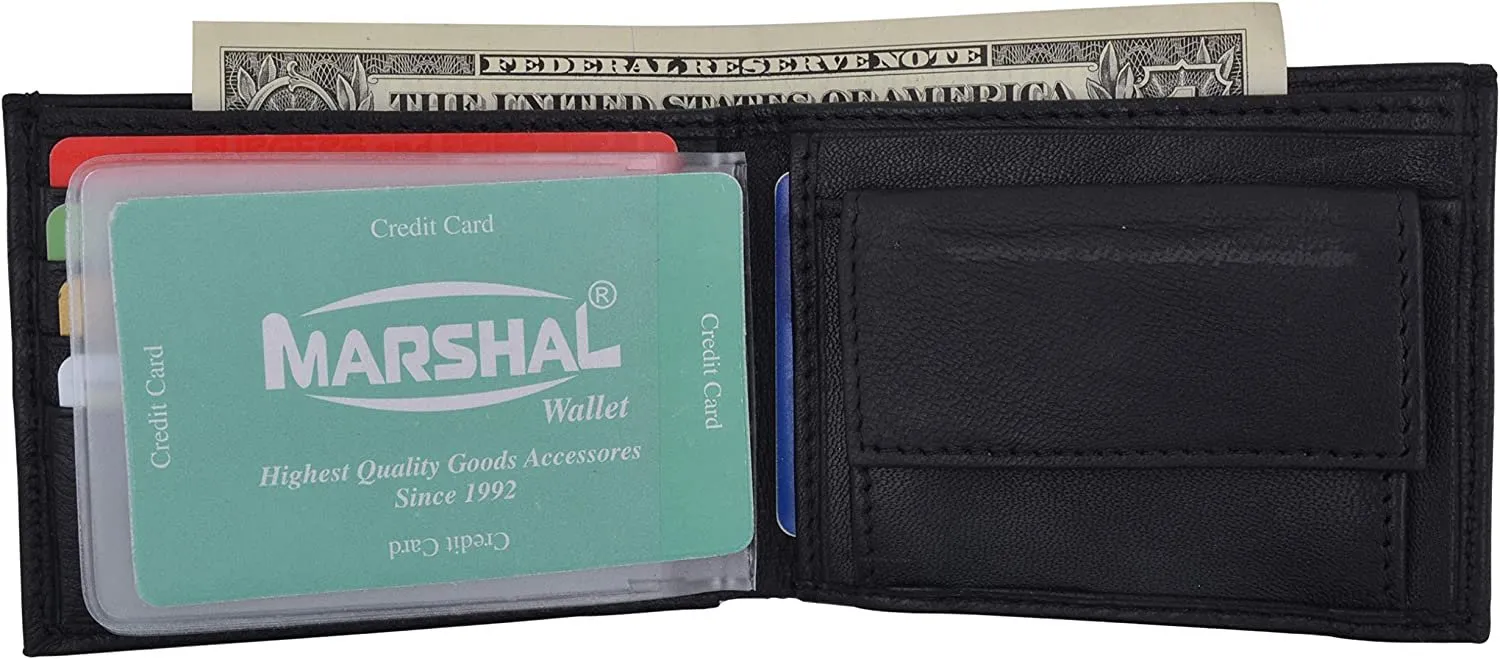 Marshal Soft Leather Kids Slim Thin Coin Pouch Bifold Wallet