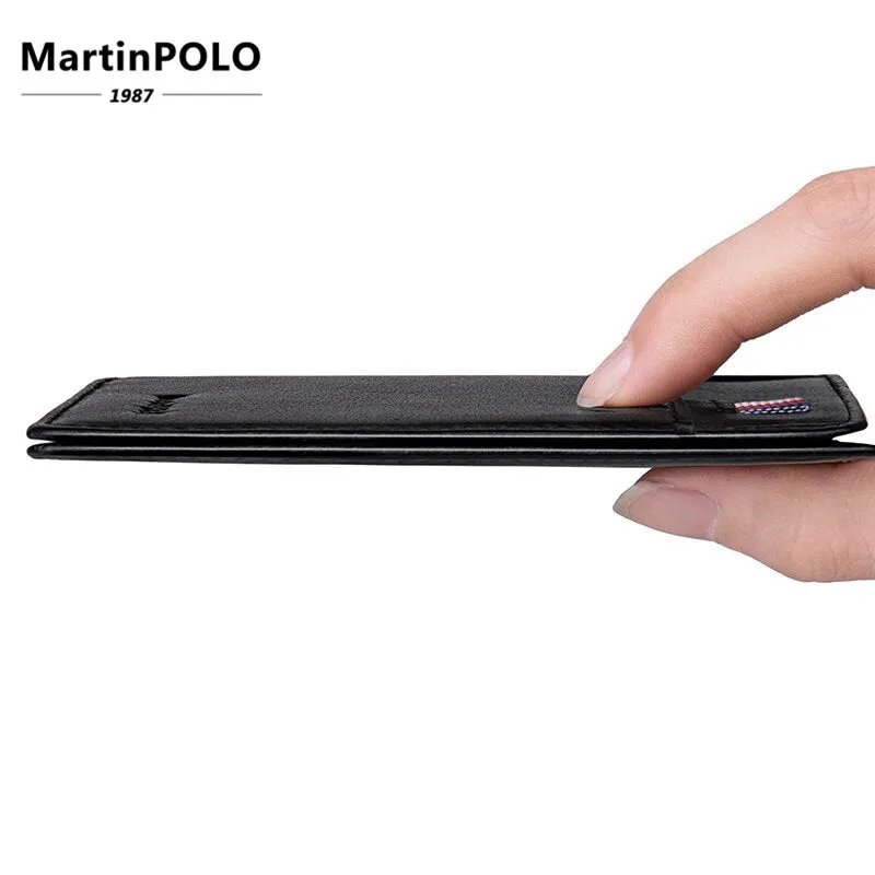 MartinPOLO Wallet Men Genuine Leather Wallet Short Design Ultra-thin Slim Coin Purse Photo And Card Holder Pure Cowhide MP1001