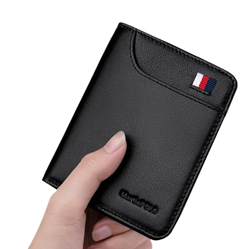 MartinPOLO Wallet Men Genuine Leather Wallet Short Design Ultra-thin Slim Coin Purse Photo And Card Holder Pure Cowhide MP1001