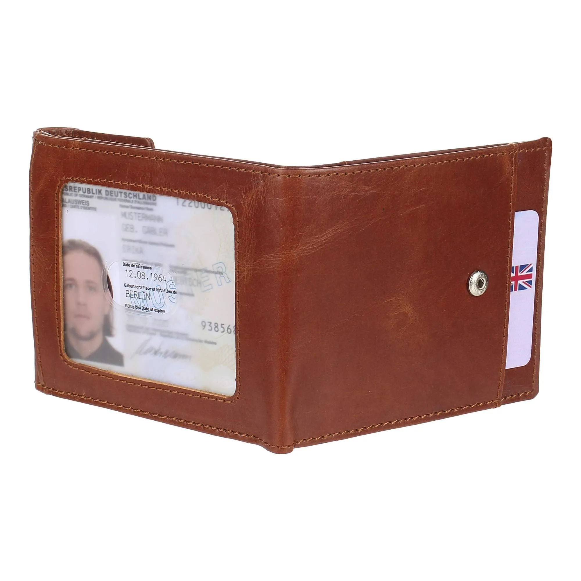 Mens RFID Blocking Genuine Leather Envelope Style Wallet with External ID Pocket 750 TAN