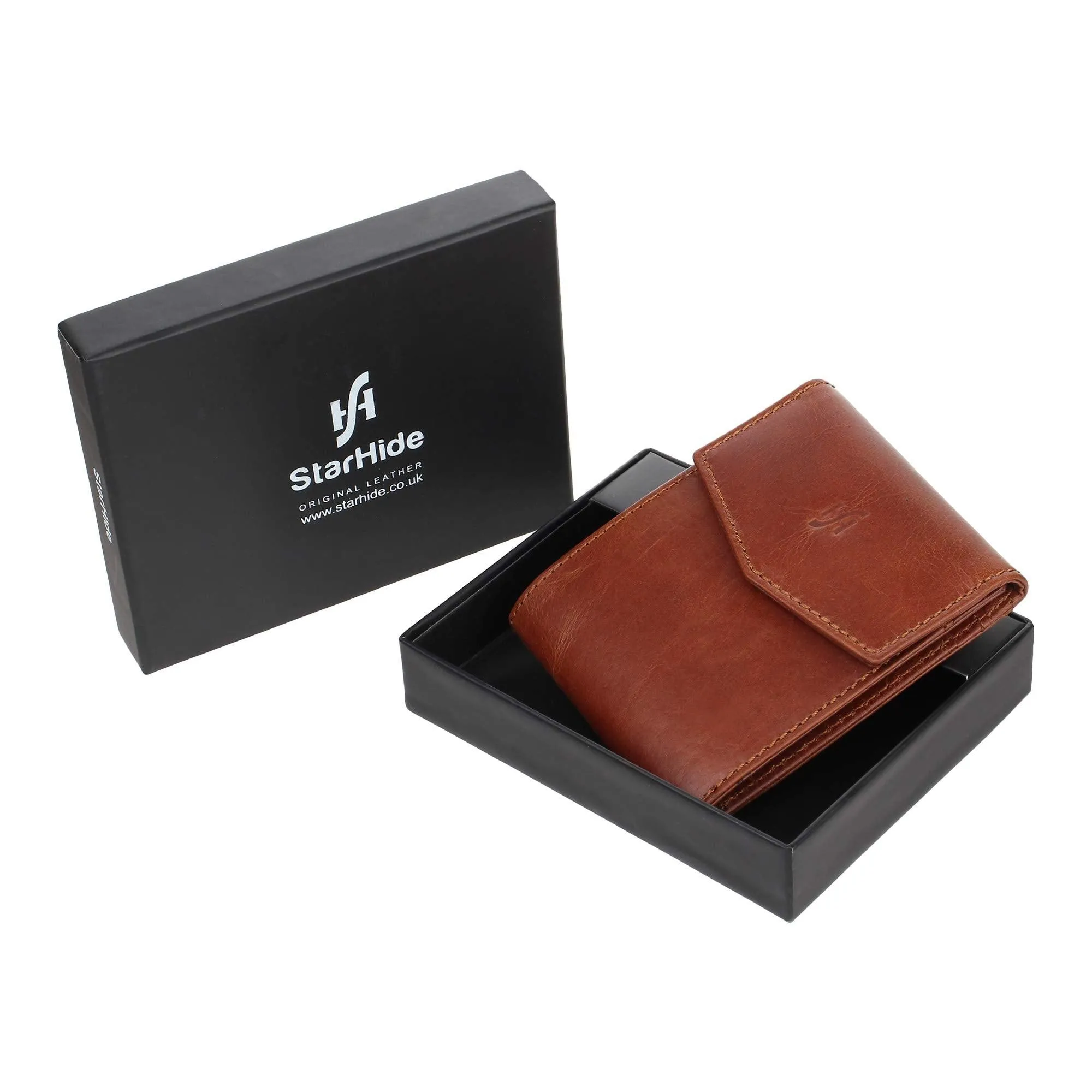 Mens RFID Blocking Genuine Leather Envelope Style Wallet with External ID Pocket 750 TAN