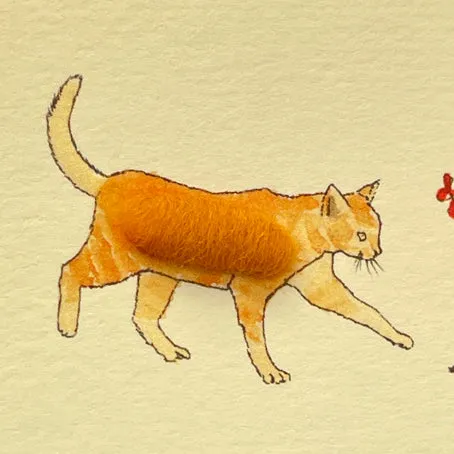 Mini card with felt detail - cat (m17)