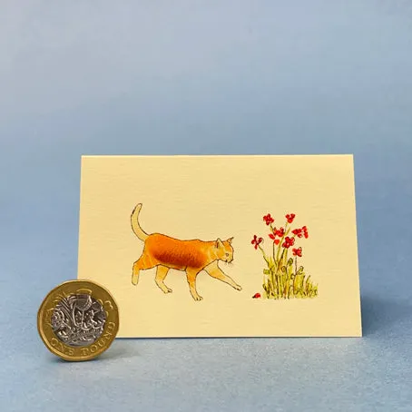 Mini card with felt detail - cat (m17)