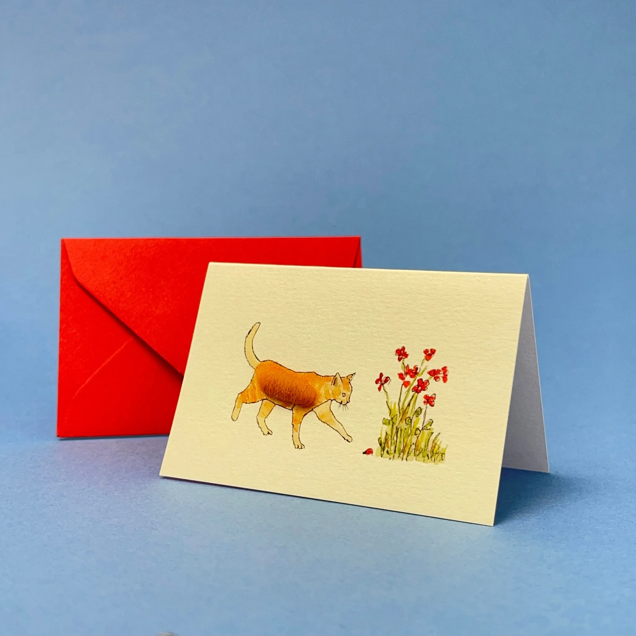 Mini card with felt detail - cat (m17)