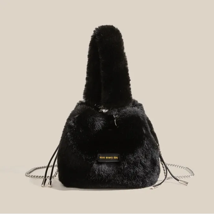 Mini Chain Bucket Bag  Women's Plush Tote