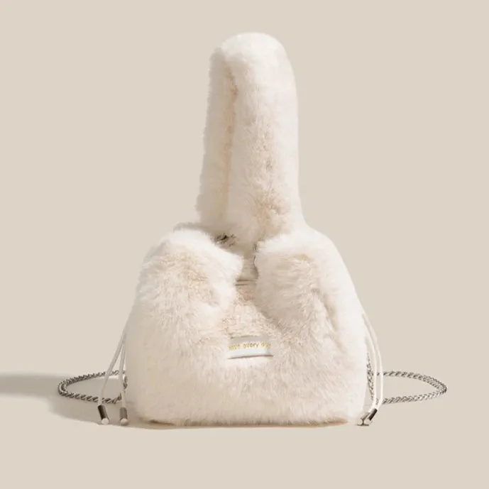 Mini Chain Bucket Bag  Women's Plush Tote