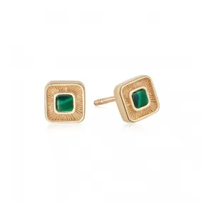 Mini Malachite Palm Stud 18ct Gold Plated Earrings WE13_GP