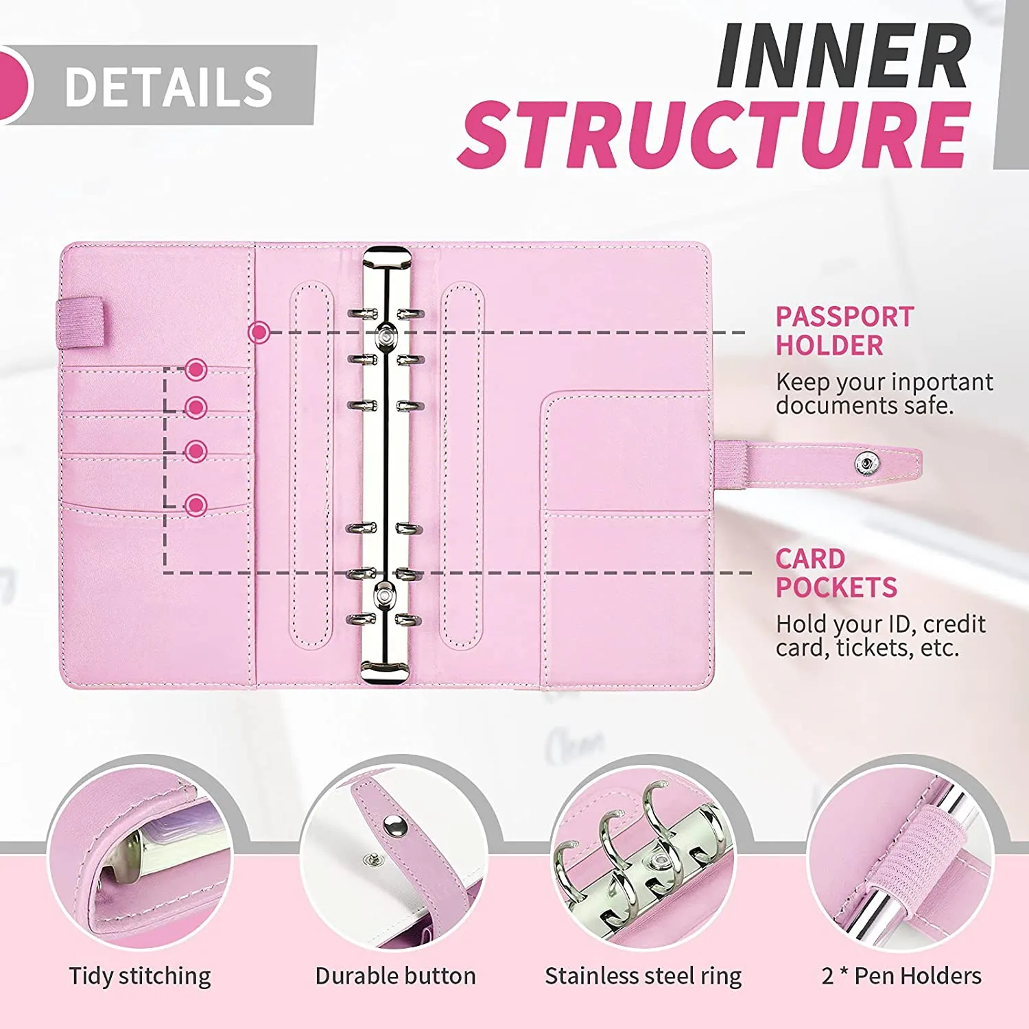 Money Saving Budget Wallet Binder with Zipper Pockets, Budget Sheets and Self-adhesive Labels