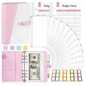 Money Saving Budget Wallet Binder with Zipper Pockets, Budget Sheets and Self-adhesive Labels