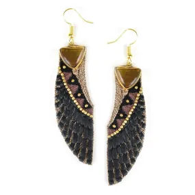 Nahua Chems Earrings - Black Tigers Eye