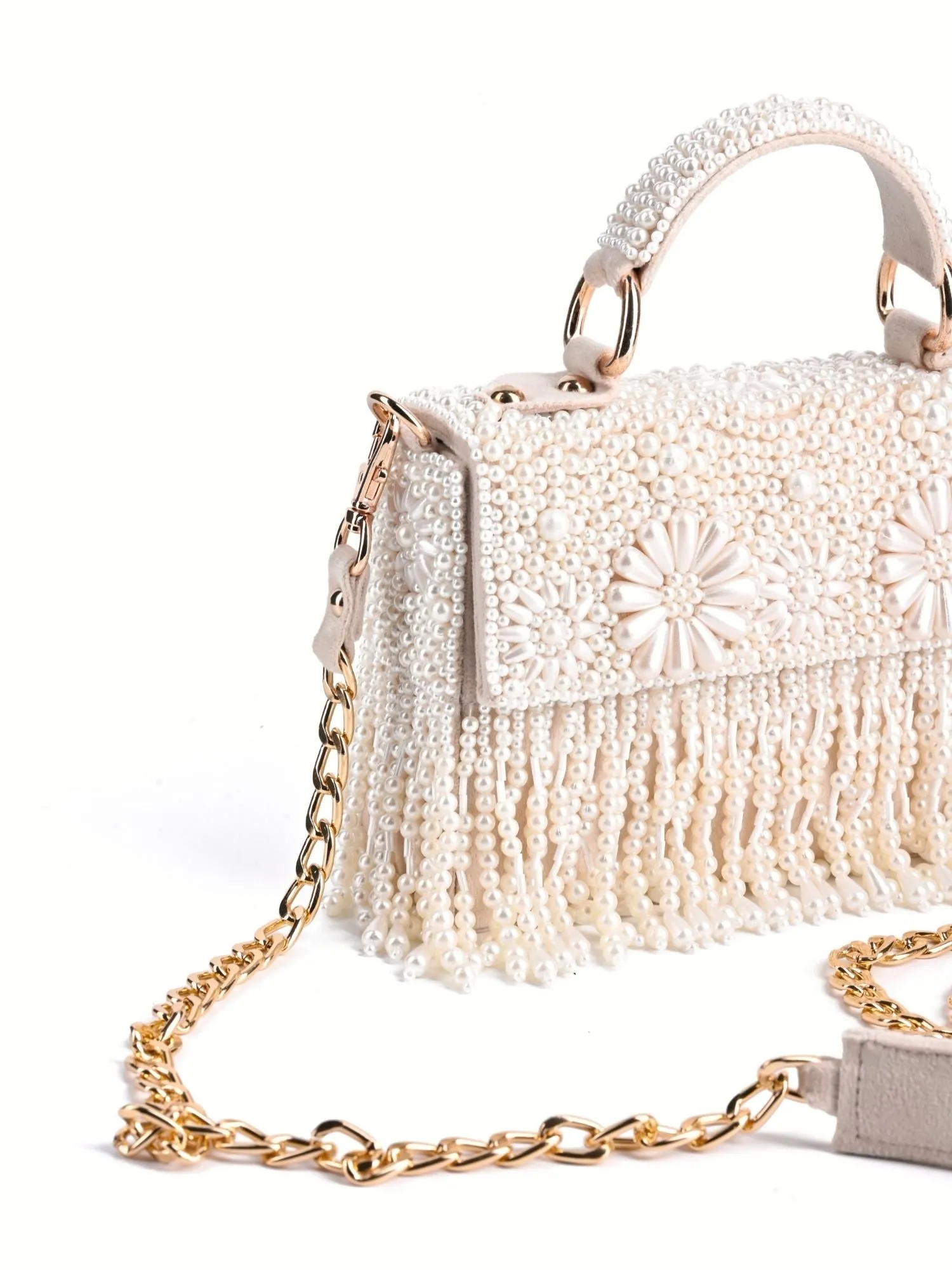 Nasrin Ivory Embellished Box Bag