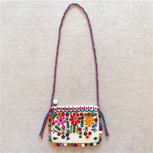 Nepal handmade wool felt floret shoulder bag Messenger bag Mori female mobile phone bag