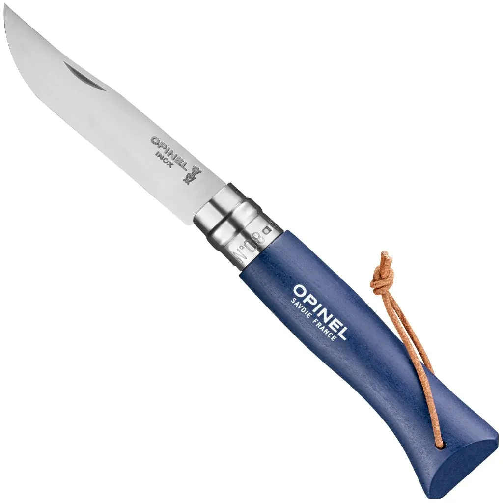 No.08 Stainless Steel Folding Knife with Lanyard - Dark Blue