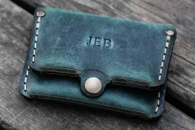 No.38 Personalized Minimalist Hanmade Leather Wallet - Crazy Horse Forest Green