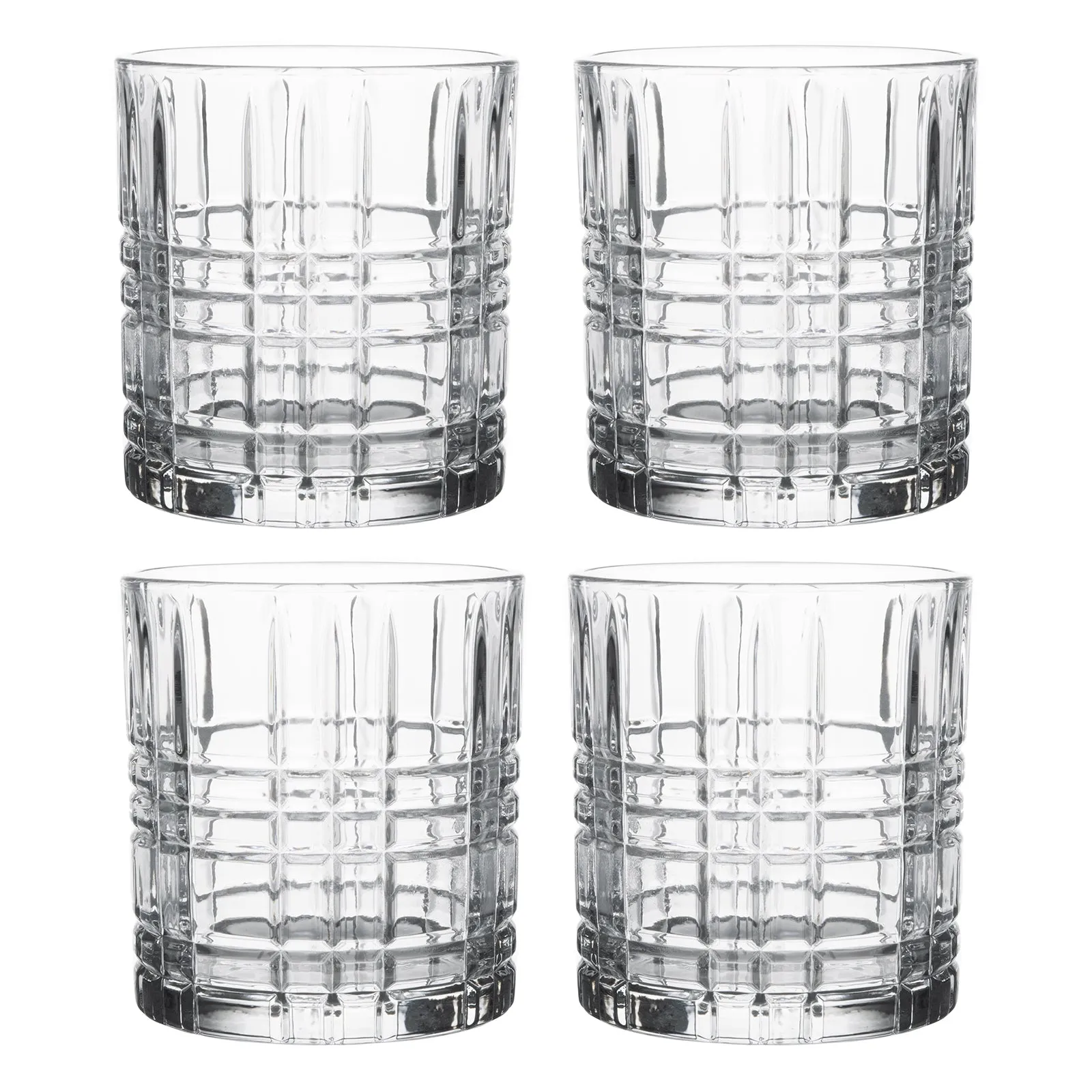 Old Fashioned Whiskey Scotch Bourbon Drinking Glasses, Crystal Cut Design with Air Bubble & Heavy Base, Set of 4, 11 Oz