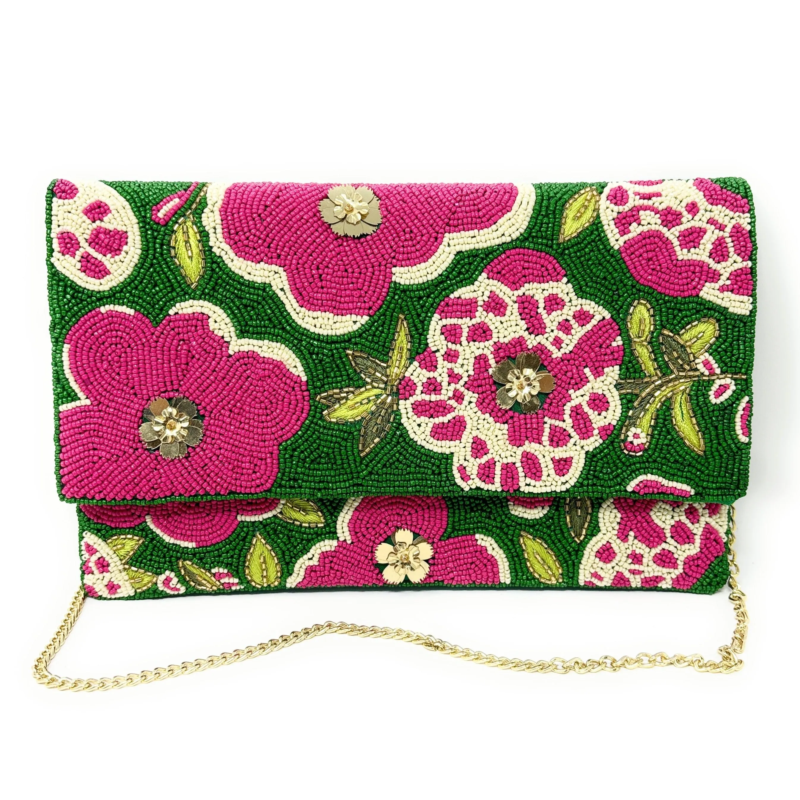 Olivia Beaded Floral Clutch Purse