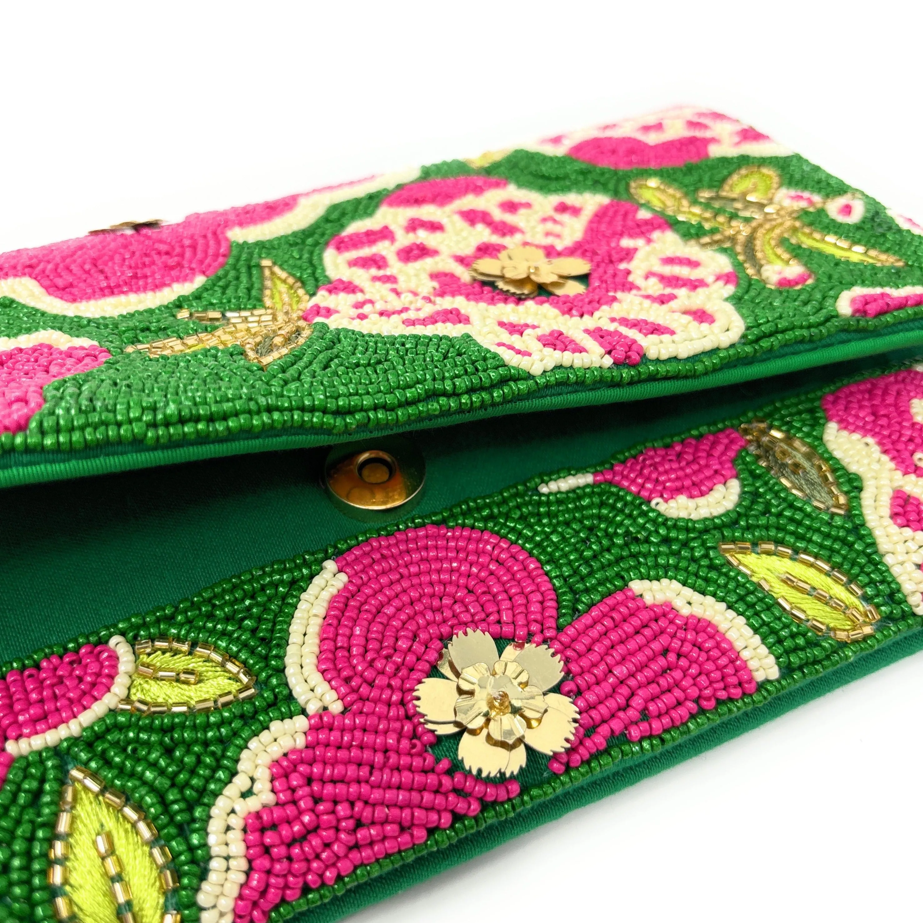 Olivia Beaded Floral Clutch Purse