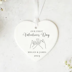 Our First Valentine's Day Forever Linked Heart Ceramic