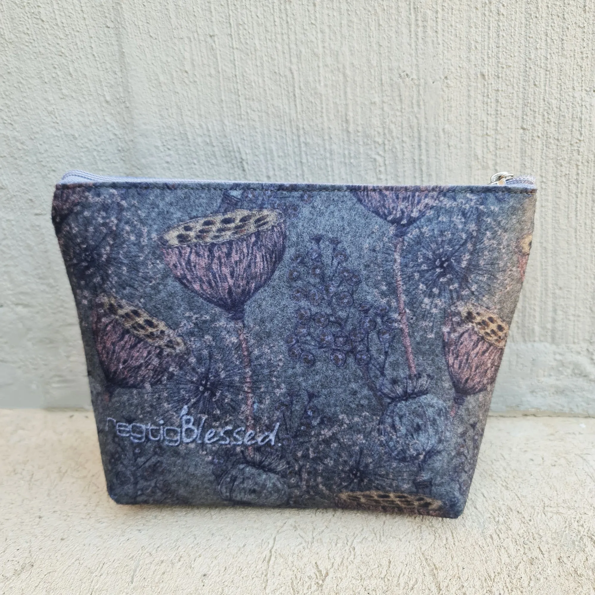 Pastel Seeds - Recycled Felt Cosmetic Bag