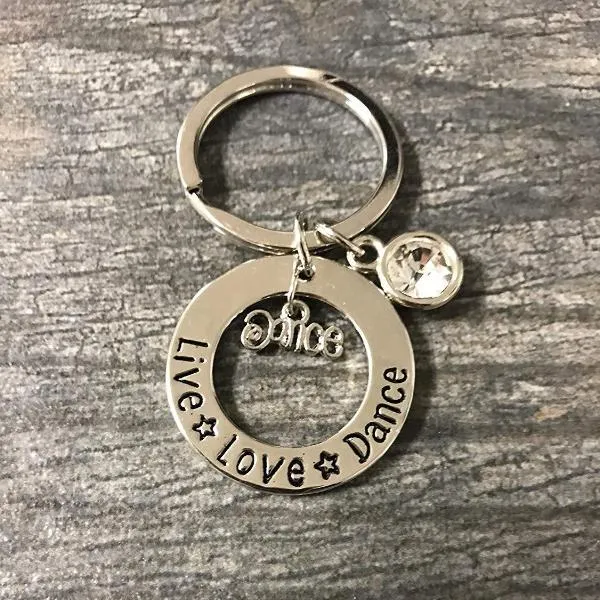 Personalized Dance Keychain with Birthstone