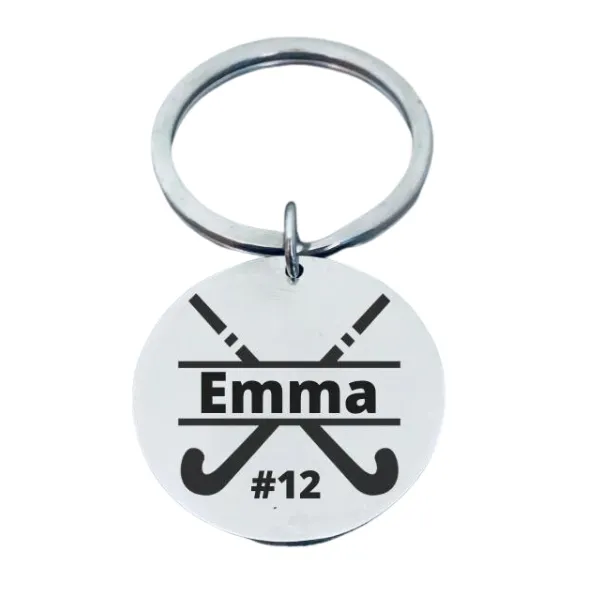 Personalized Field Hockey Stick Keychain