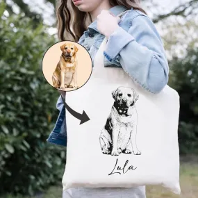 Personalized Pet Photo Tote Bag, Custom Dog Mom Tote Bag