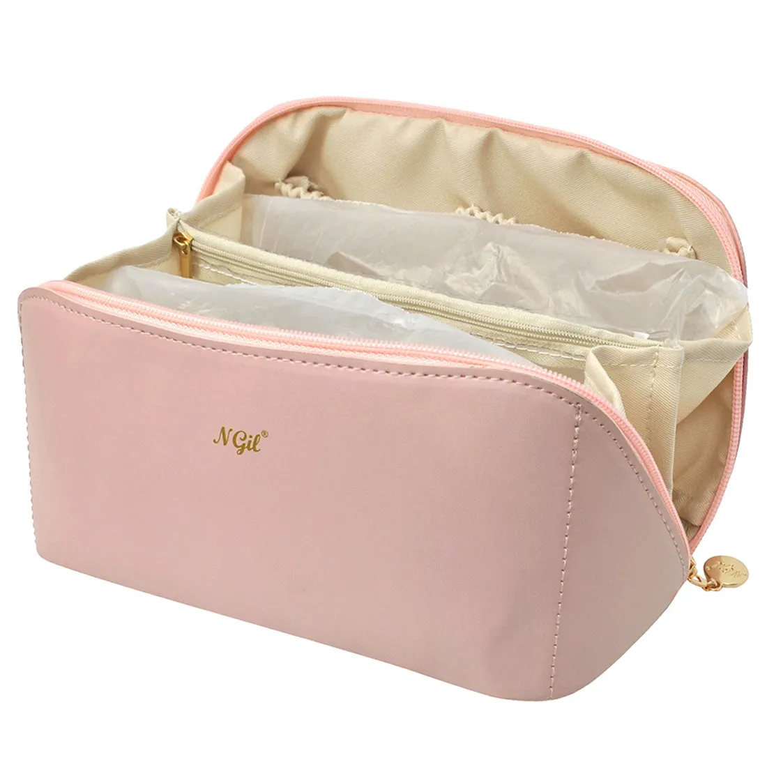 Pink NGIL Medium Faux Leather Travel Toiletry