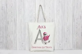 Pink Penguin Christmas Eve Bag