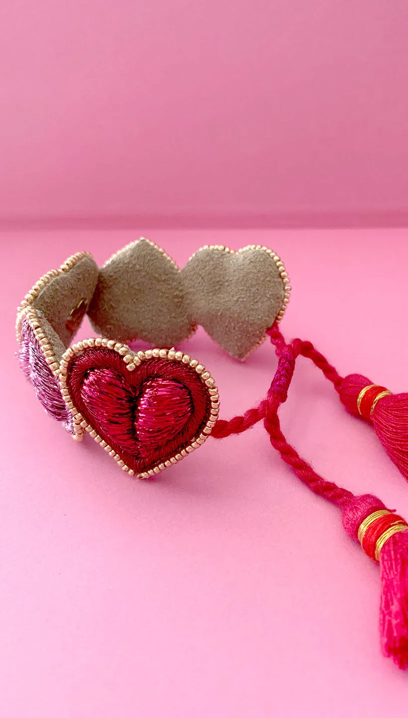 Pink Puffy Heart Bracelet | Olivia Dar