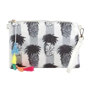 PPC5026(BK) Pineapple Print Fashion Clutch/Crossbody Bag with Tassel