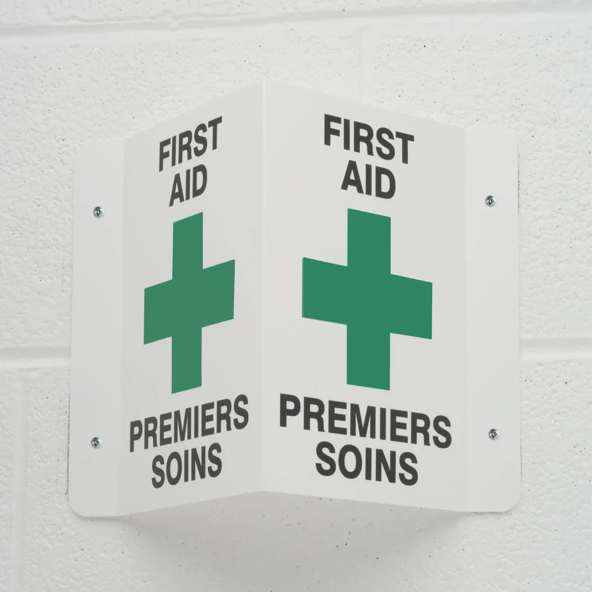 "FIRST AID" SIGN  3D - PLASTIC (ENGLISH/FRENCH)