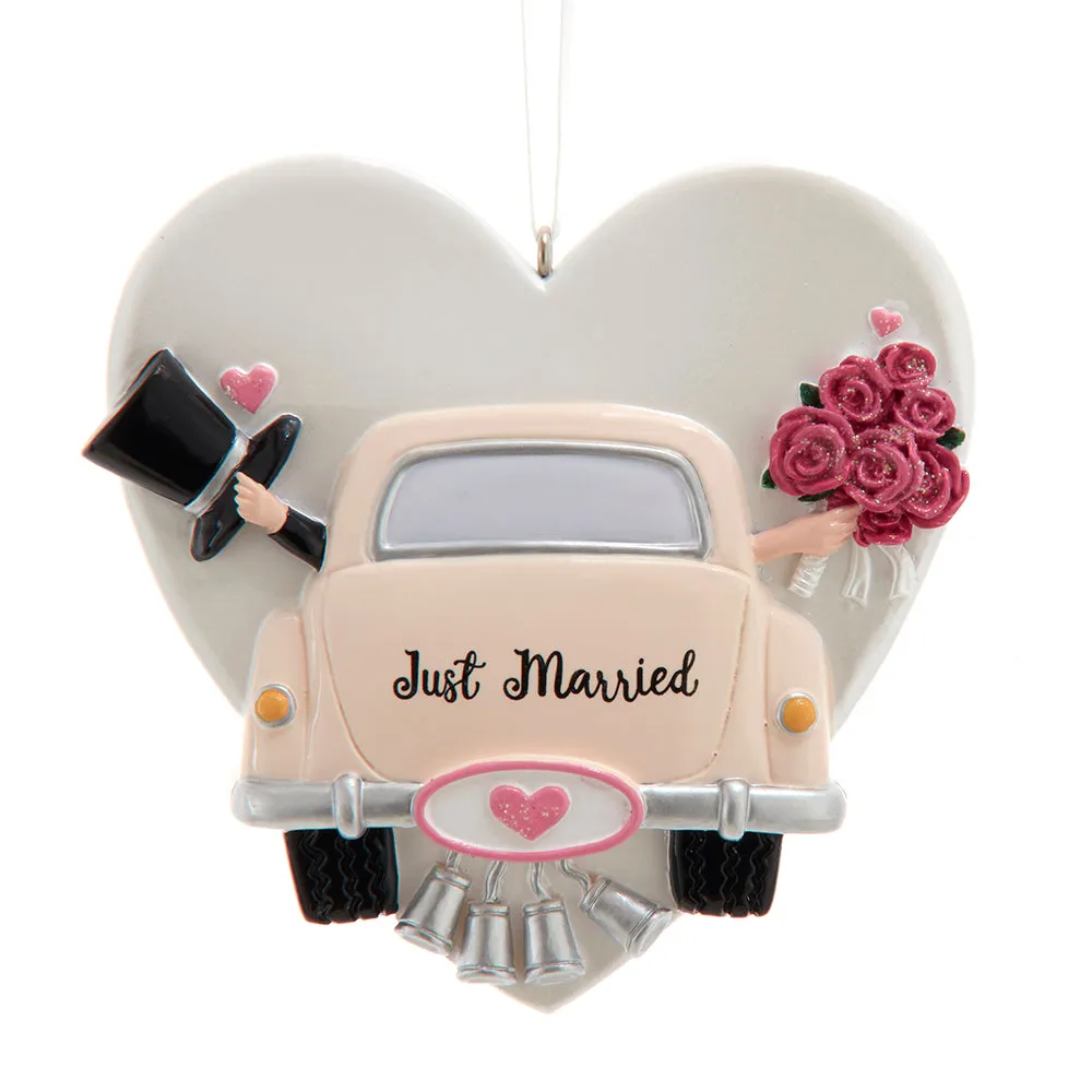 "Just Married" Wedding Car Ornament For Personalization