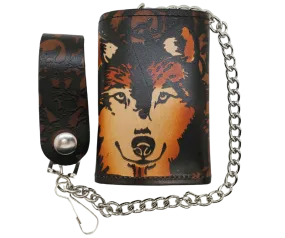 "Wolf" Tri-Fold Chain Wallet