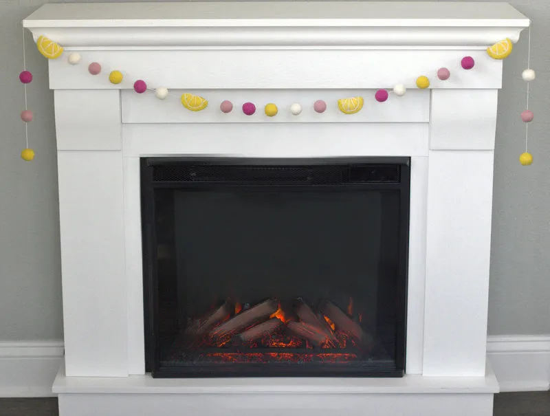 Raspberry Lemonade Felt Ball Garland- Yellow Pink