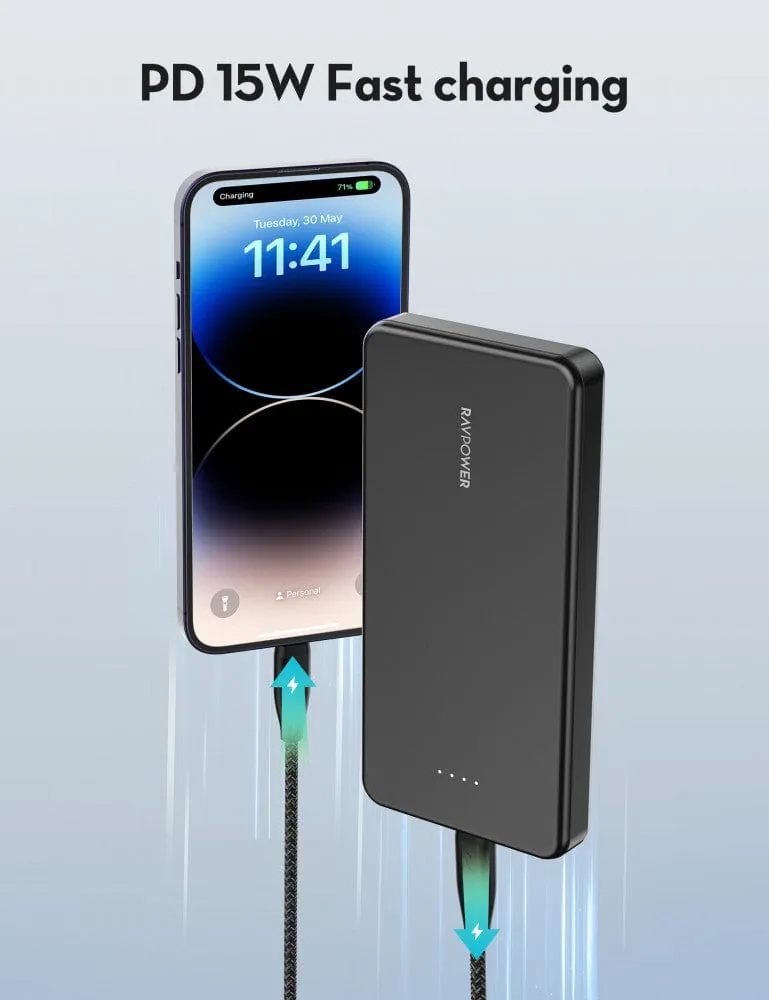 RAVPOWER Pioneer 10000mAh PD 15W 3 Port Power Bank - PB1215