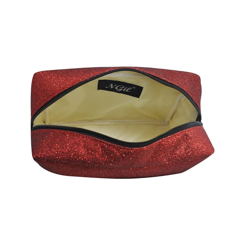 Red Glitter NGIL Large Cosmetic Travel Pouch