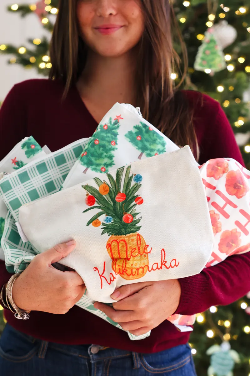 Red Palaka Cosmetic Bag, Large