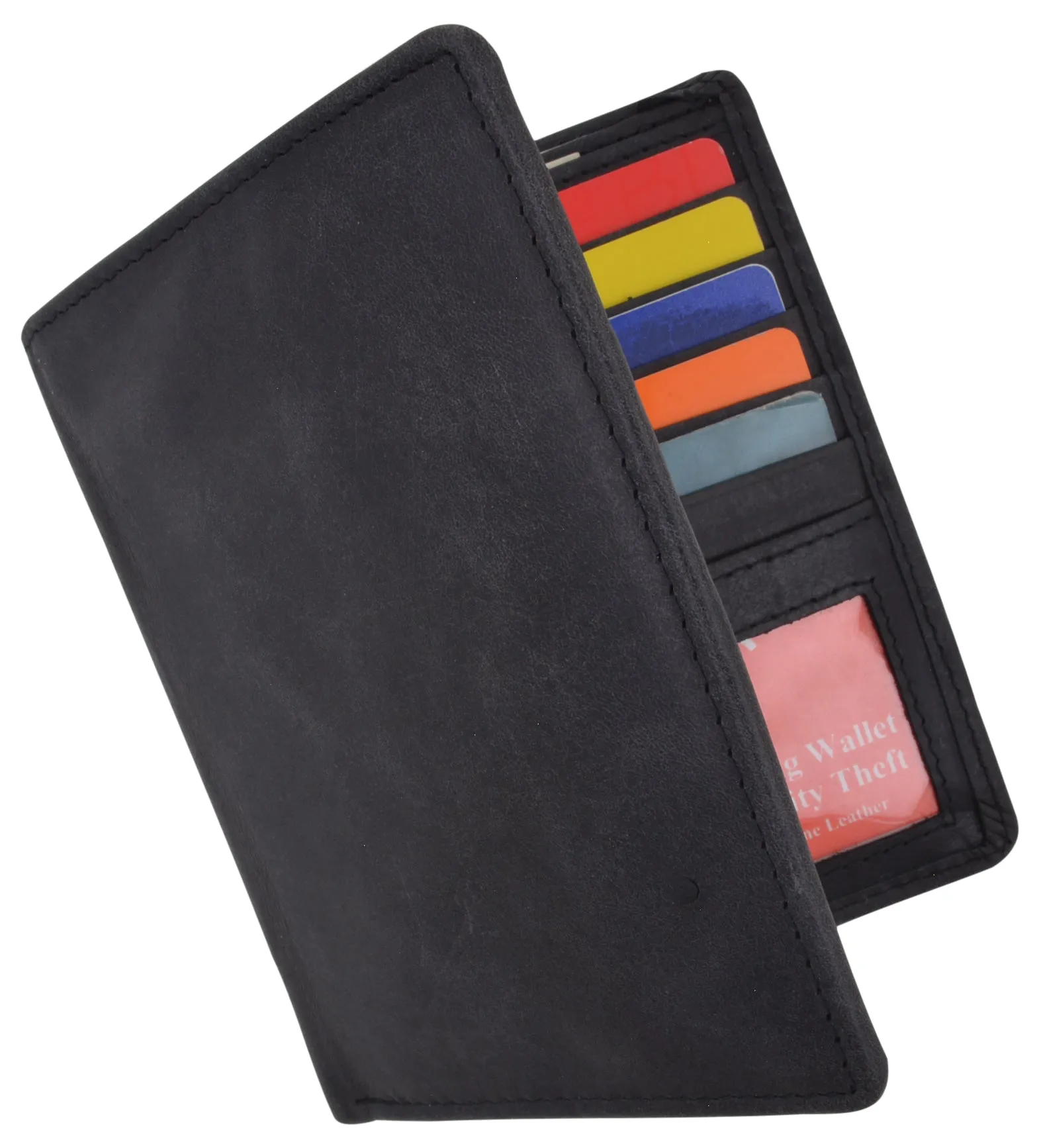 RFID Blocking Hunter Leather Bifold Slim Hipster Credit Card Double ID Wallet RFID1502HTC