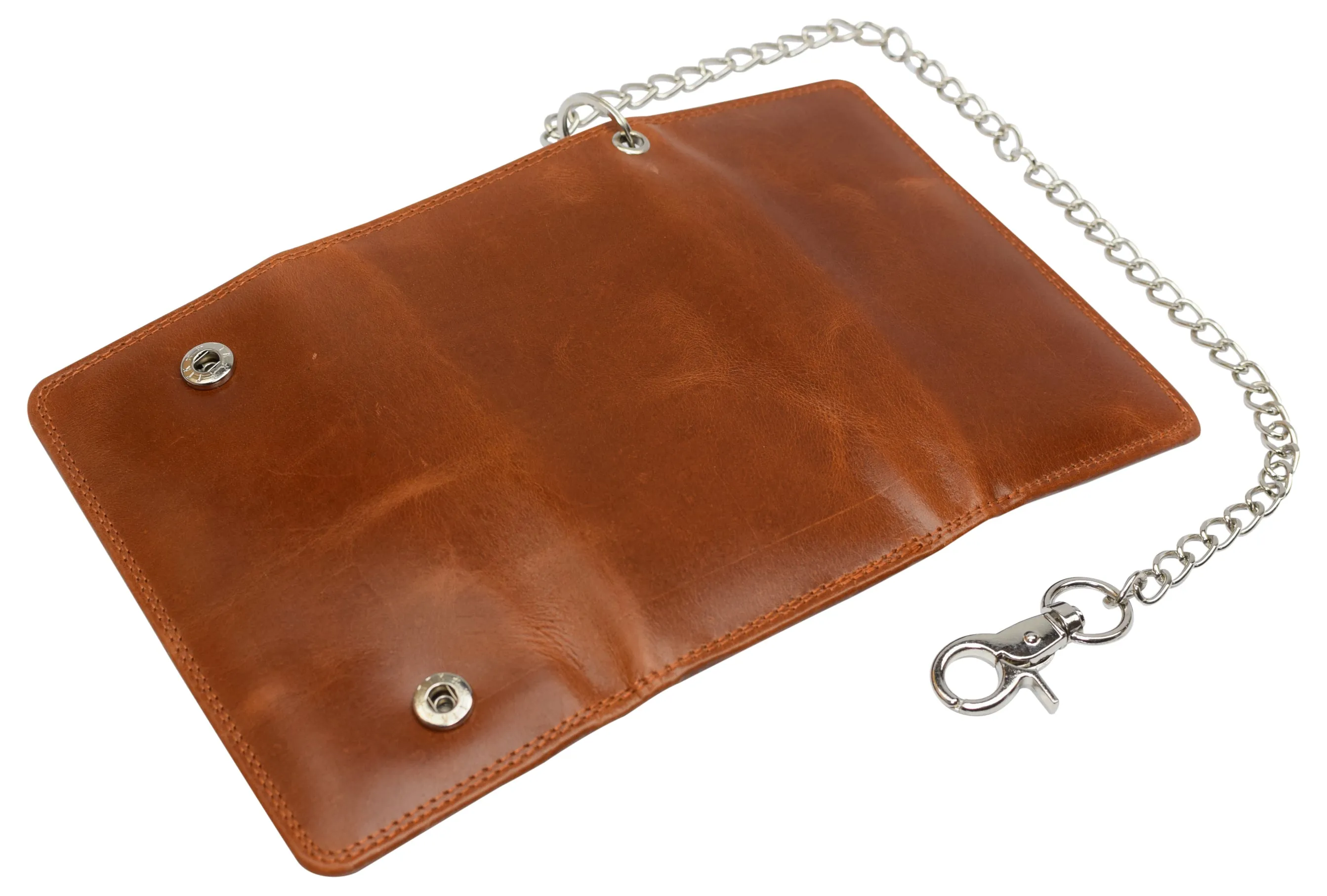 RFID Blocking Men's Tri-fold Vintage Long Style Cow Leather With Chain card holder Wallet