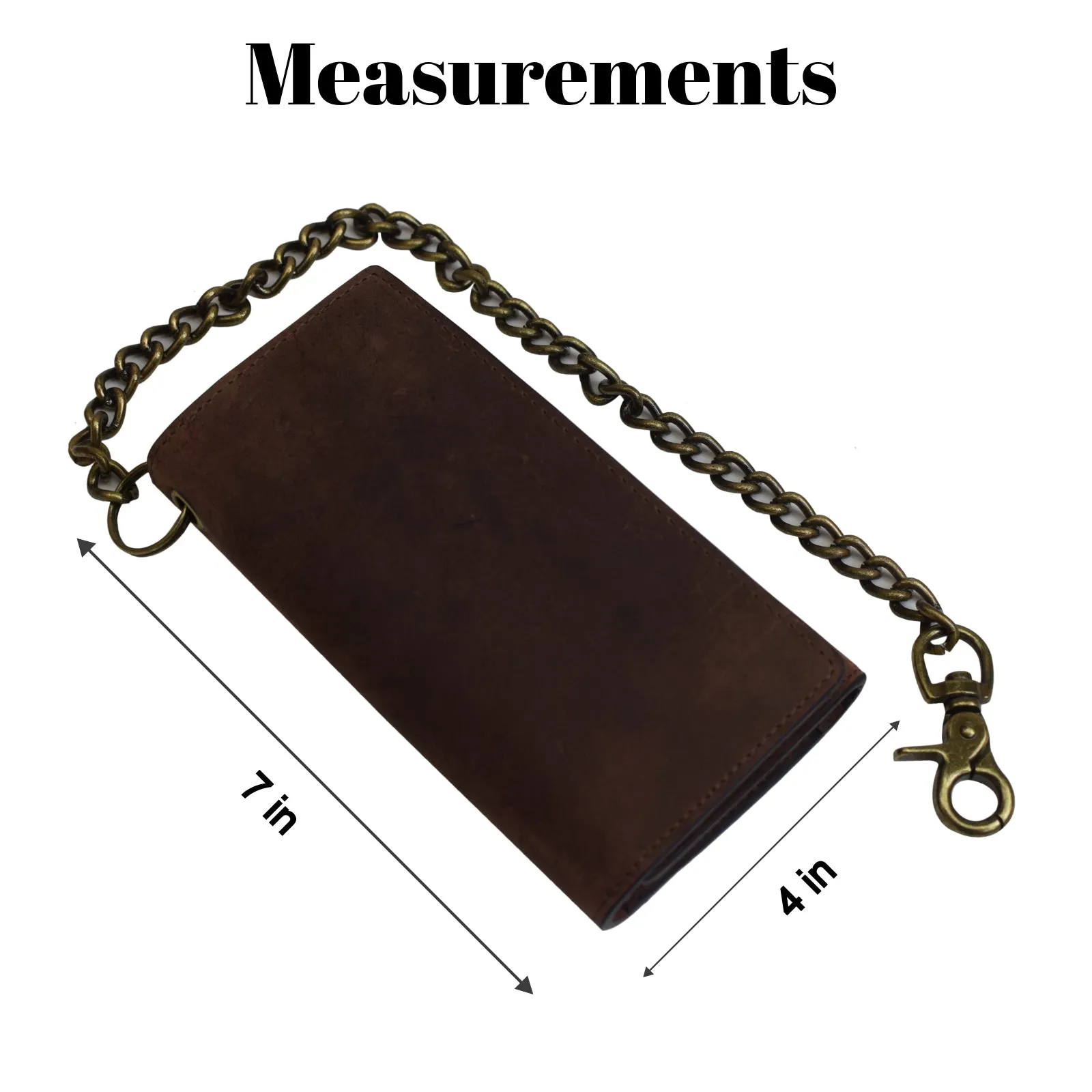 RFID Blocking Men's Tri-fold Vintage Long Style Cow Leather With Chain card holder Wallet