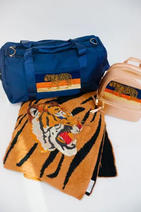 RHINESTONE TIGER NAVY DUFFLE BAG