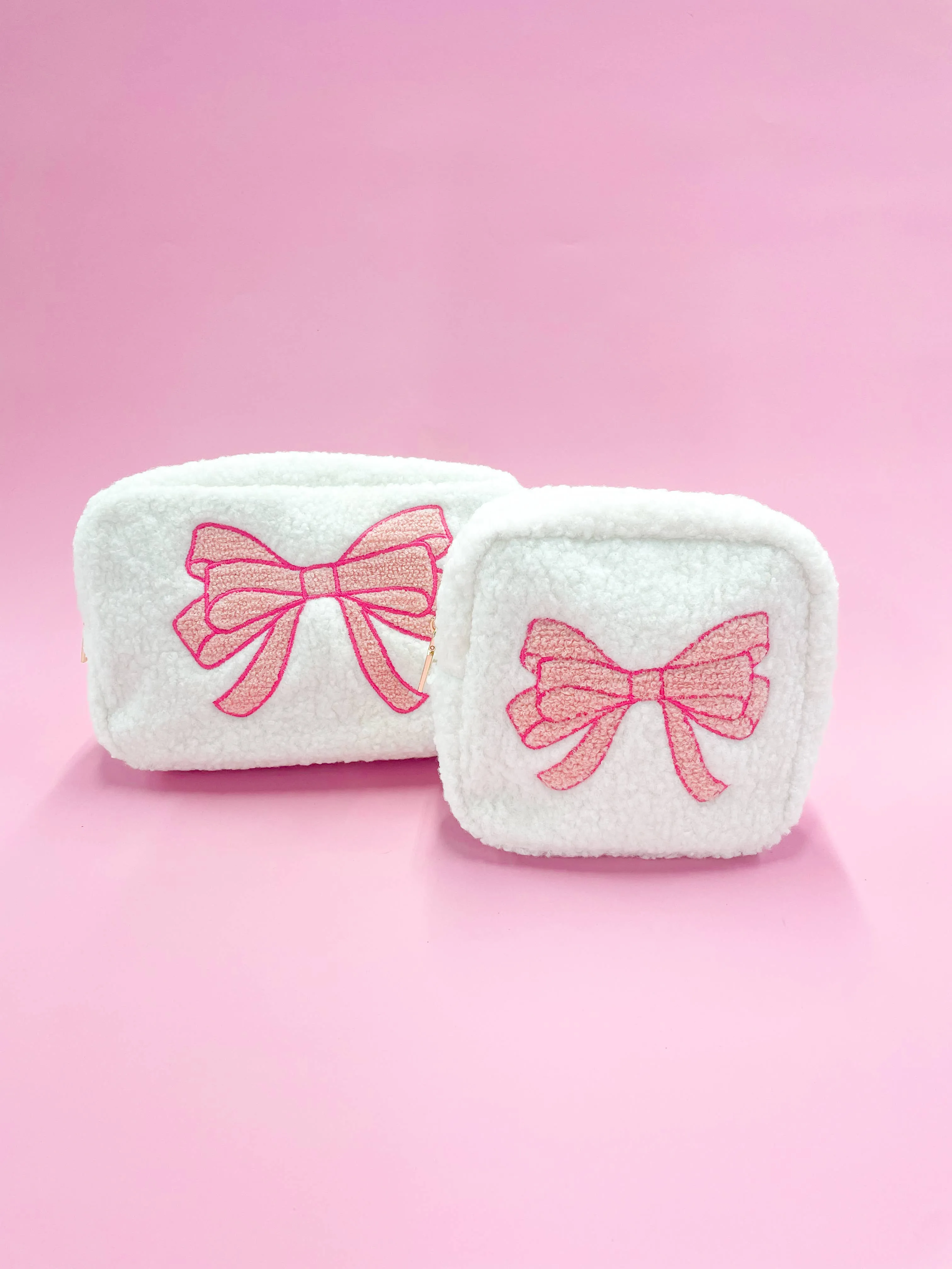 Rock Paper Scissors - Pink Bow Teddy Cosmetic Zipper Bag - Large